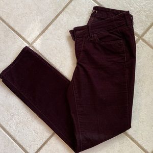 LOFT straight-leg dark wine-colored corduroy pants